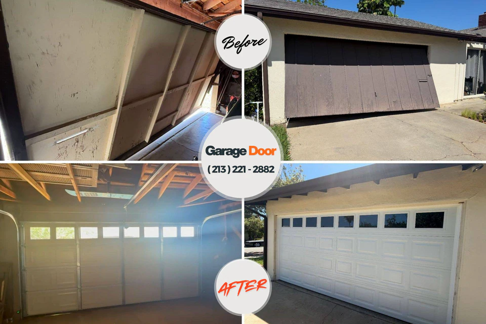 Before and after: garage door repair Travis Ranch, TX